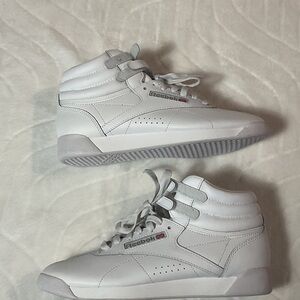 Reebok Women's White High-Top Sneakers with Gray Accents